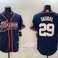 Men's Detroit Tigers Tarik Skubal #29 Navy Player Jersey1