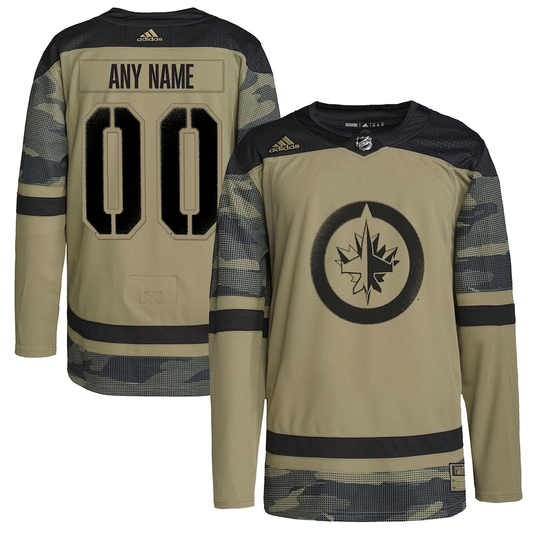 Men's Winnipeg Jets Camo Military Appreciation Team Authentic Custom Practice Jersey1
