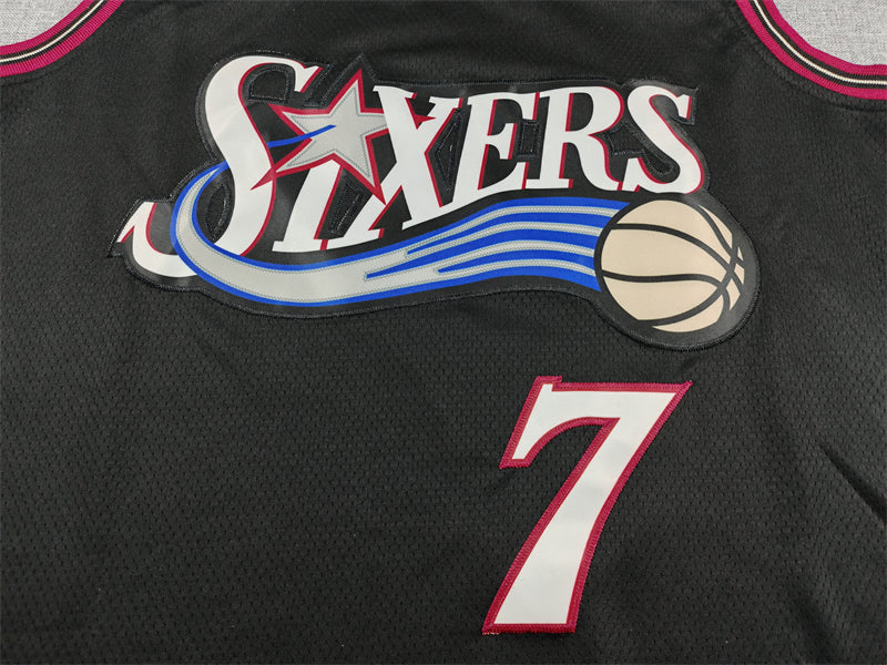 Men's Philadelphia 76ers Jaylen Brown #7 Black Swingman Jersey - Classic Edition