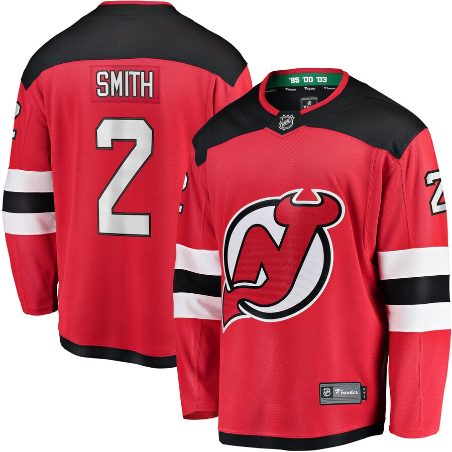 Men's New Jersey1 Devils Brendan Smith #2 Red Player Game Jersey1