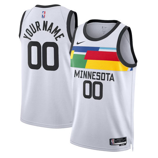Men's Minnesota Timberwolves White 2022/23 Swingman Custom Jersey1 - City Edition