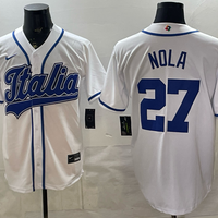 Men's Italy Baseball Aaron Nola #27 White 2026 World Baseball Classic Stadium Jersey