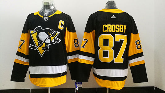 Men's Pittsburgh Penguins sidney crosby  #87 Black Replica Player Jersey1