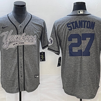 Men's New York Yankees Giancarlo Stanton #27 Gray Game Jersey1 Joint Edition