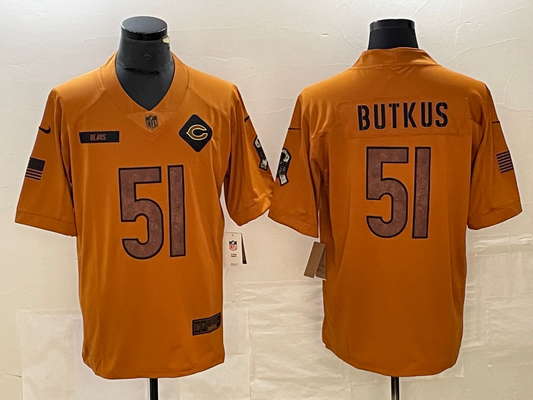 Men's Chicago Bears Dick Butkus #51 Brown 2023 Salute To Service Retired Player Limited Jersey1