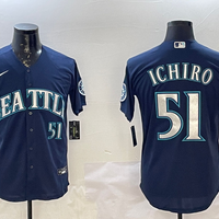 Men's Seattle Mariners Ichiro Suzuki #51 Navy Replica Player Jersey1