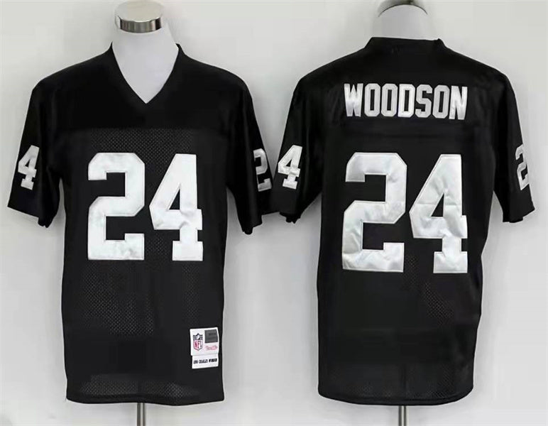 Men's Oakland Raiders Charles Woodson Mitchell & Ness Black Legacy Replica Jersey1