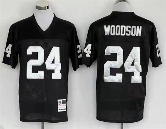 Men's Oakland Raiders Charles Woodson Mitchell & Ness Black Legacy Replica Jersey1