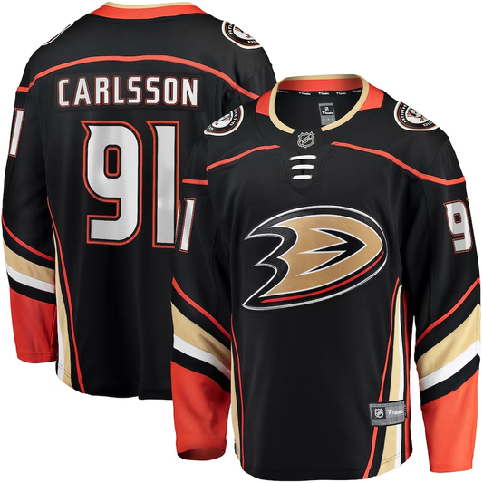 Men's Anaheim Ducks Leo Carlsson #91 Black Home Breakaway Player Jersey1