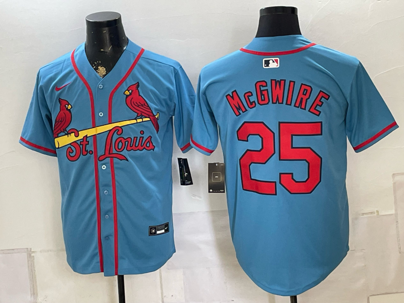 Men's St. Louis Cardinals Mark McGwire #25 Light Blue Replica Player Jersey