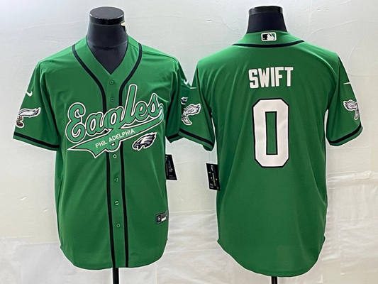 Men's Philadelphia Eagles D'Andre Swift #0 Kelly Green Game Jersey1 Joint Edition