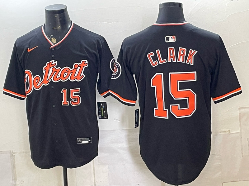 Men's Detroit Tigers Max Clark #15 Black Alternate Stadium Jersey