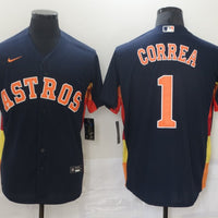 Men's Houston Astros Carlos Correa #1 Navy Alternate Replica Player Name Jersey1