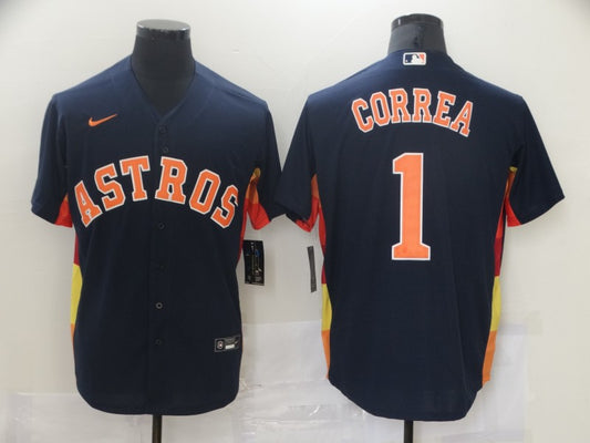 Men's Houston Astros Carlos Correa #1 Navy Alternate Replica Player Name Jersey1