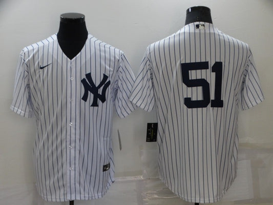 Men's New York Yankees Bernie Williams #51 White Replica Player Name Jersey1