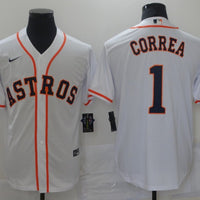 Men's Houston Astros Carlos Correa #1 White Replica Baseball Jersey1