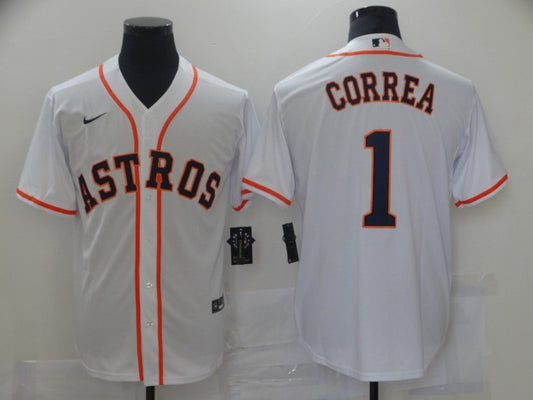 Men's Houston Astros Carlos Correa #1 White Replica Baseball Jersey1