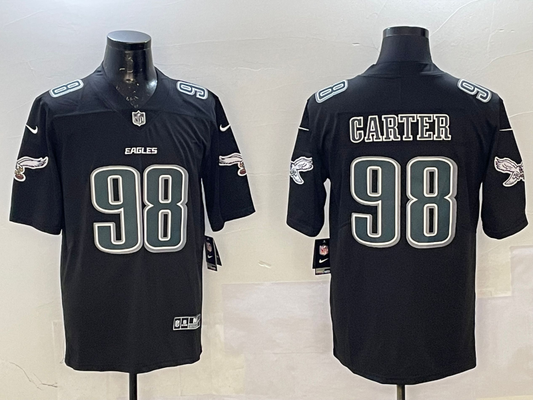 Men's Philadelphia Eagles Jalen Carter #98 Black Fashion Game Jersey2