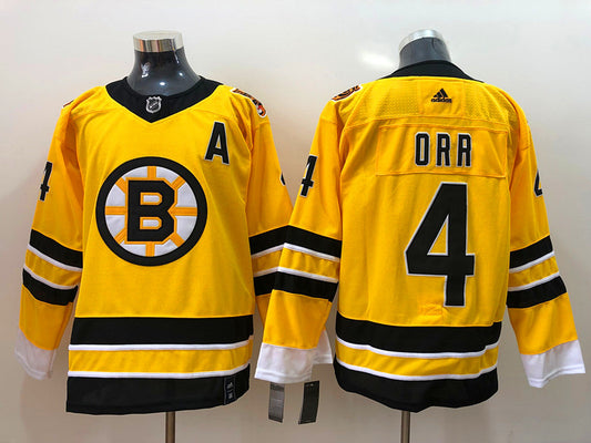 Men's Boston Bruins Bobby Orr #4 Yellow Replica Jersey1