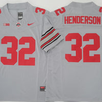 Men's Ohio State Buckeyes Treveyon Henderson #32 Gray Game Jersey