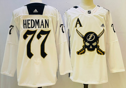Men's Tampa Bay Lightning Victor Hedman #77 White Game Jersey1