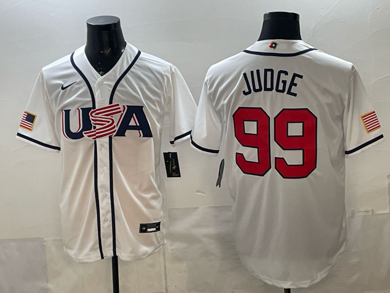 Men's USA Baseball Aaron Judge #99 White 2026 World Baseball Classic Stadium Jersey