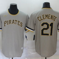 Men's Pittsburgh Pirates Roberto Clemente #21 Gray Road Cooperstown Collection Player Jersey1