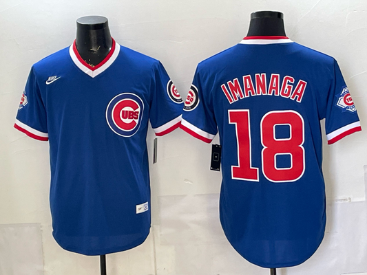 Men's Chicago Cubs Shota Imanaga #18 Royal Throwback Cooperstown Collection Limited Jersey
