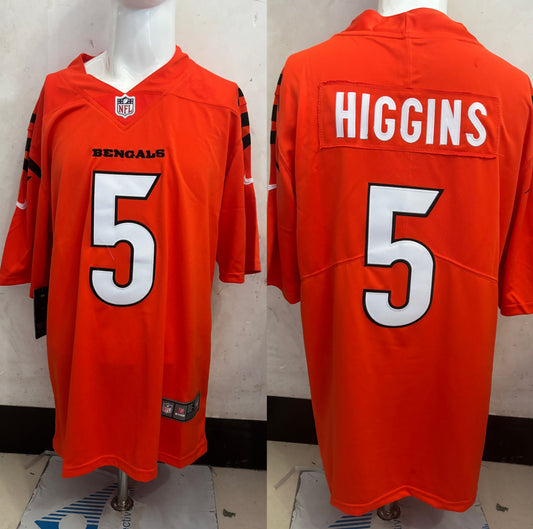 Men's Cincinnati Bengals Tee Higgins #5 Orange Player Game Jersey