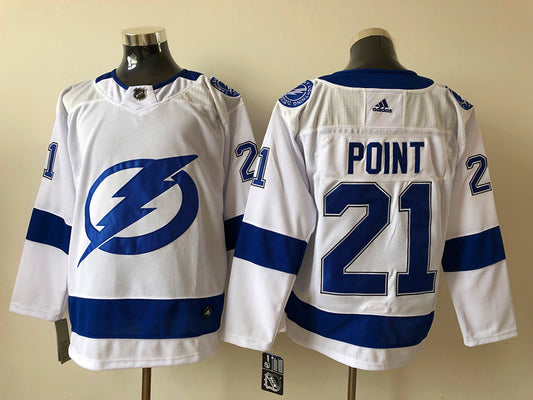 Men's Tampa Bay Lightning Brayden Point #21 White Player Game Jersey1