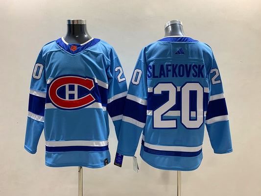 Men's Montreal Canadiens Juraj Slafkovsky #20 Blue Player Game Jersey1