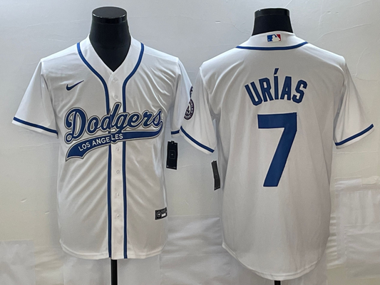 Men's Los Angeles Dodgers Julio Urias #7 White Player Jersey1 Joint Edition