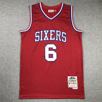 Men's Philadelphia 76ers Julius Erving #6 Red Hardwood Classics Swingman Jersey1