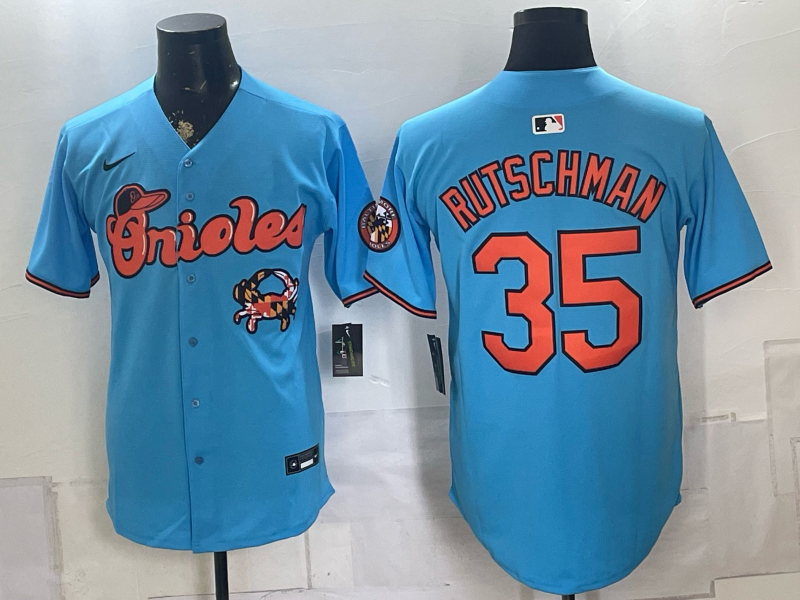 Men's Baltimore Orioles Adley Rutschman #35 Blue Limited Player Jersey