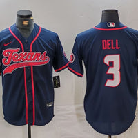 Men's Houston Texans Tank Dell #3 Navy Player Jersey1