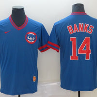 Men's Chicago Cubs Ernie Banks #14 Blue Replica Player Jersey1