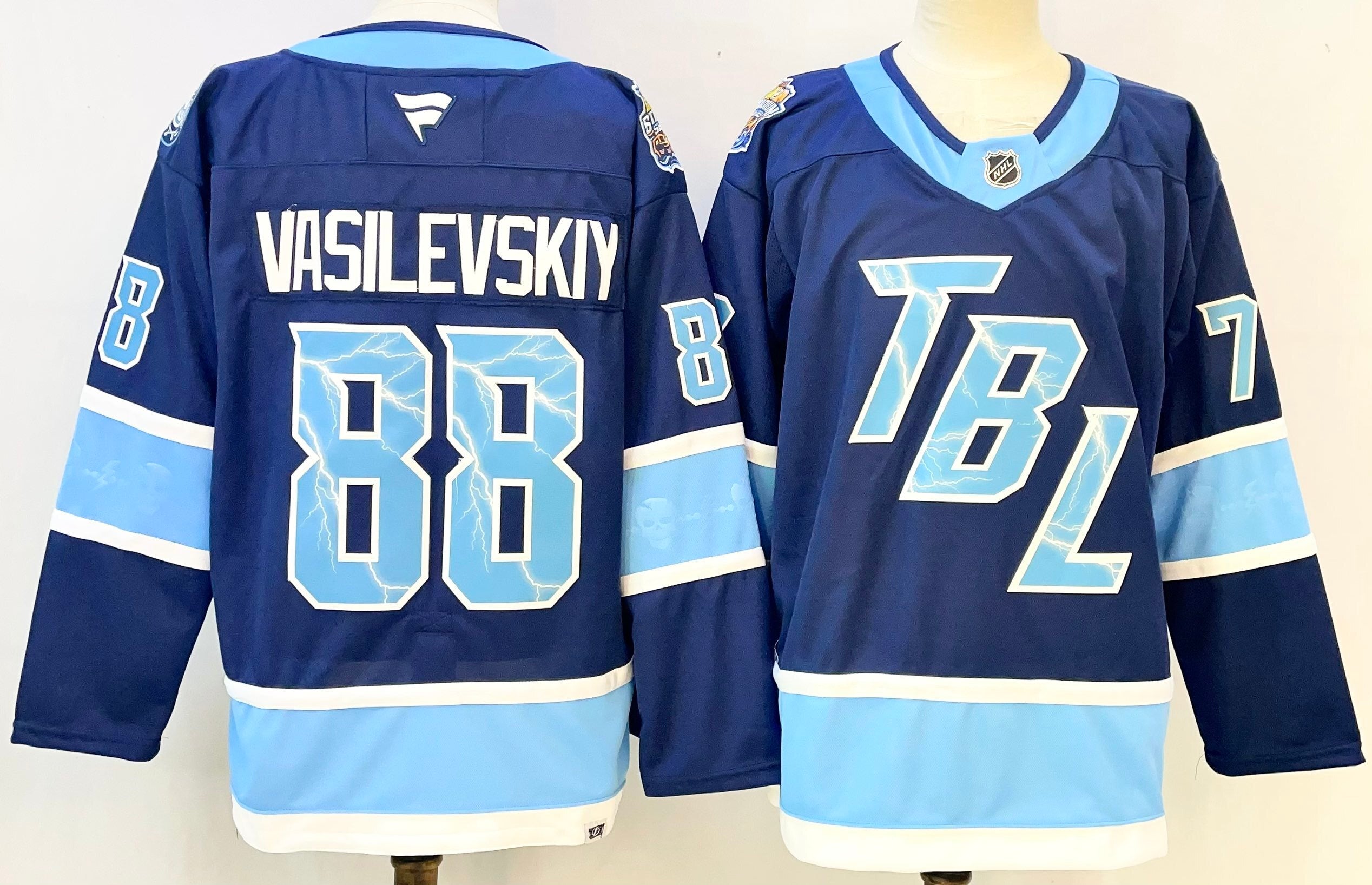 Men's Tampa Bay Lightning Andrei Vasilevskiy #88 Blue Premium Player Jersey