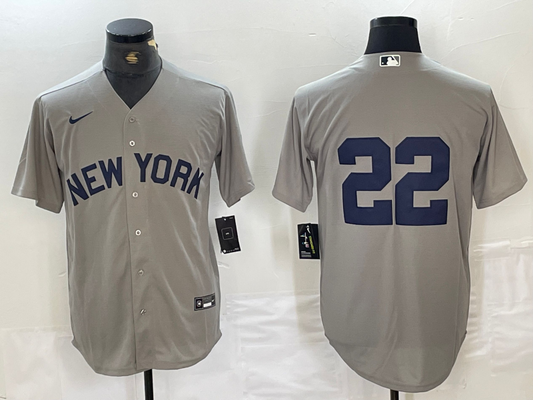 Men's New York Yankees Juan Soto #22 Gray Limited Game Name Jersey1