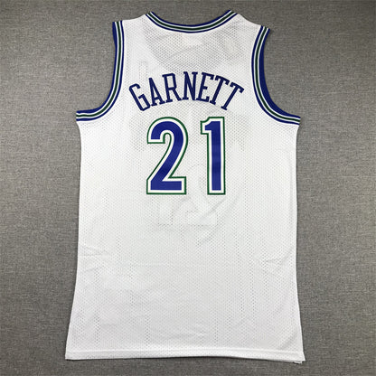 Men's Minnesota Timberwolves Kevin Garnett #21 White Hardwood Classics Swingman Jersey1