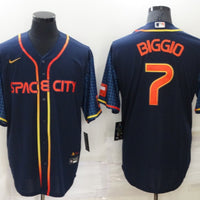 Men's Houston Astros Craig Biggio #7 Navy Space City Jersey1