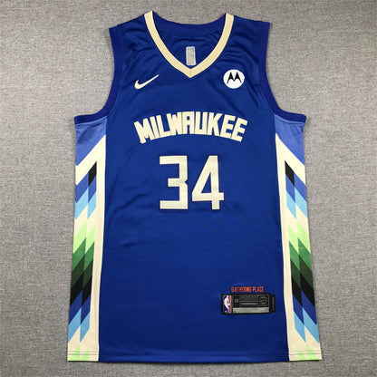 Men's Milwaukee Bucks Giannis Antetokounmpo #34 Royal 2022/23 Swingman Jersey1 - City Edition