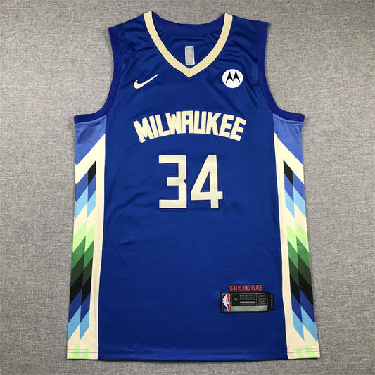 Men's Milwaukee Bucks Giannis Antetokounmpo #34 Royal 2022/23 Swingman Jersey1 - City Edition