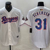 Men's Texas Rangers Max Scherzer #31 White 2024 Gold Collection Limited Player Jersey1
