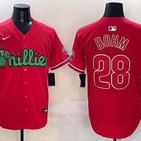 Men's Philadelphia Phillies Alec Bohm #28 Red Player Jersey1