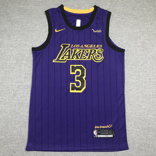 Men's Los Angeles Lakers Anthony Davis Purple #3 NBA Swingman Jersey1