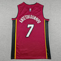 Men's Miami Heat Giannis Antetokounmpo #7 Red Swingman Jersey - Statement Edition