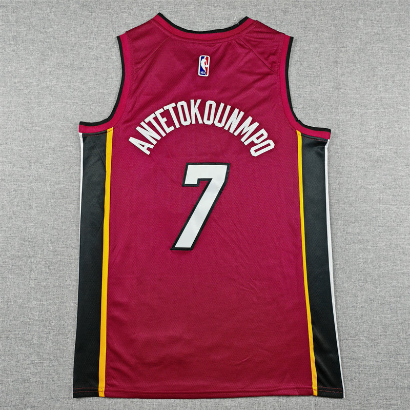 Men's Miami Heat Giannis Antetokounmpo #7 Red Swingman Jersey - Statement Edition