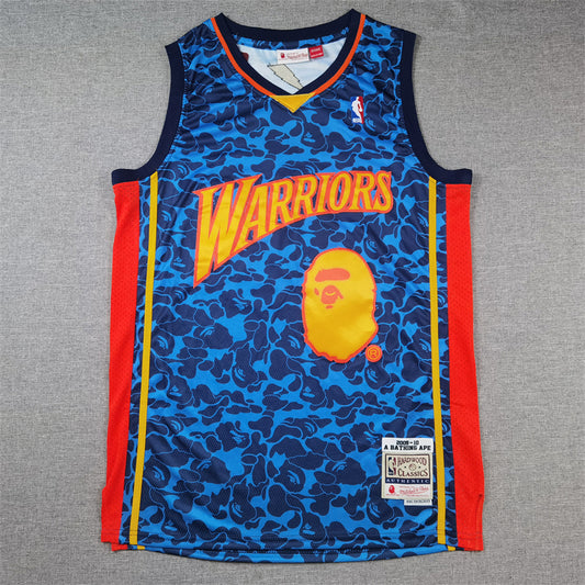 Men's Golden State Warriors x BAPE Navy 2009-10 Hardwood Classics Swingman Jersey1