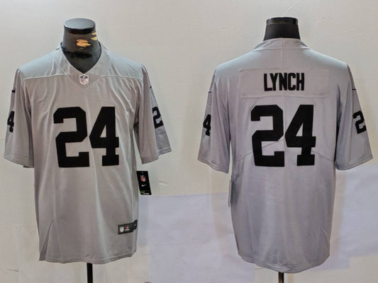 Men's Las Vegas Raiders Marshawn Lynch #24 Gray Player Game Jersey1