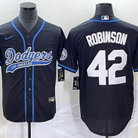 Men's Los Angeles Dodgers Jackie Robinson #42 Black Player Jersey1 Joint Edition